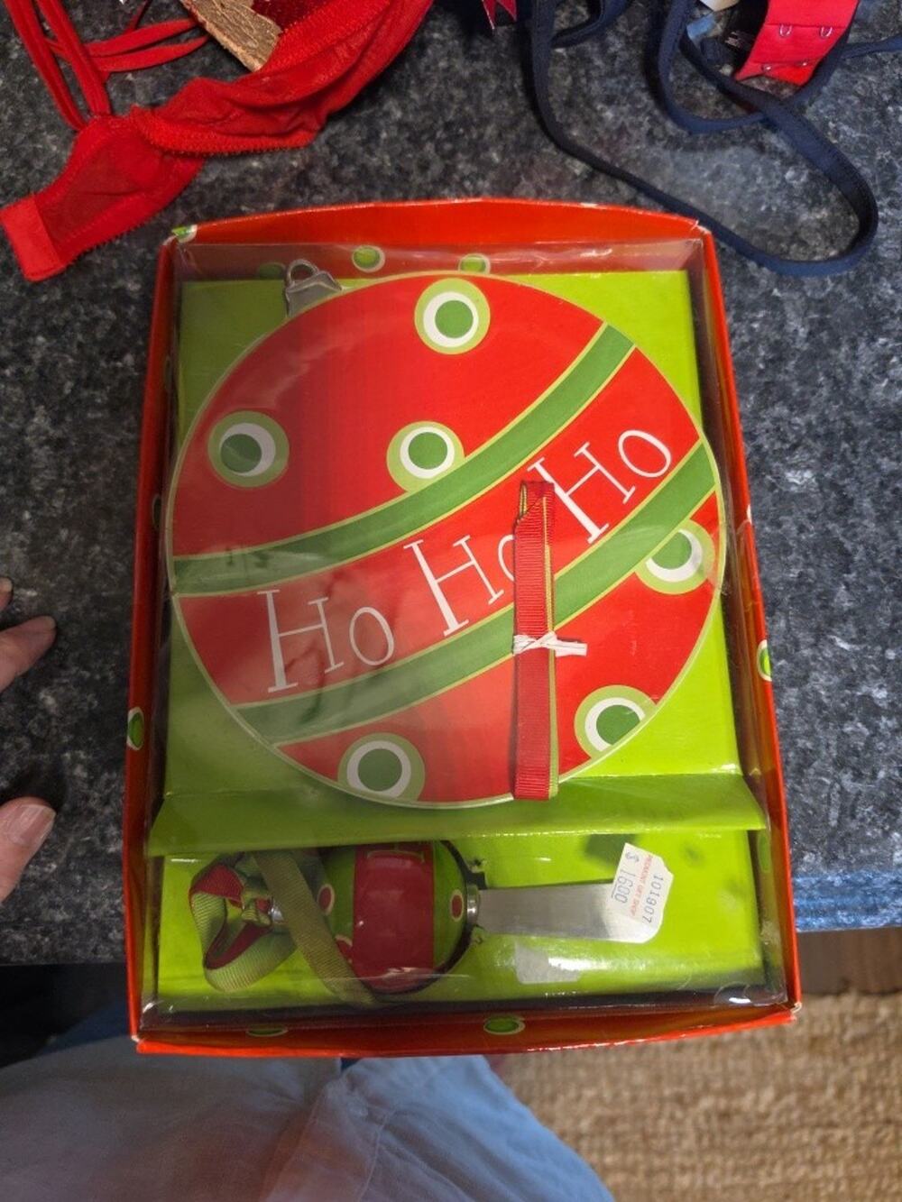 Mud Pie Cheese Plate Christmas 7" Plate HO HO HO And Matching Spreader Used Once